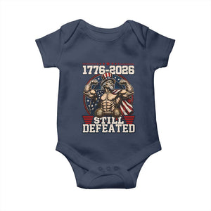 Still Undefeated 1776 to 2026 Muscular Uncle Sam Baby Onesie Buff Bodybuilder American Flag 250th Anniversary Semiquincentennial