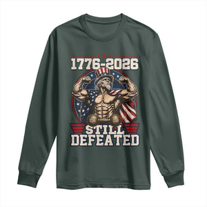 Still Undefeated 1776 to 2026 Muscular Uncle Sam Long Sleeve Shirt Buff Bodybuilder American Flag 250th Anniversary Semiquincentennial