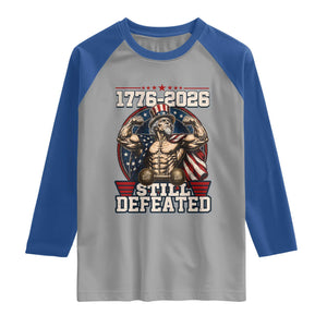 Still Undefeated 1776 to 2026 Muscular Uncle Sam Raglan Shirt Buff Bodybuilder American Flag 250th Anniversary Semiquincentennial