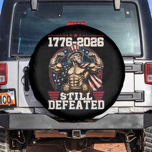 Still Undefeated 1776 to 2026 Muscular Uncle Sam Spare Tire Cover Buff Bodybuilder American Flag 250th Anniversary Semiquincentennial