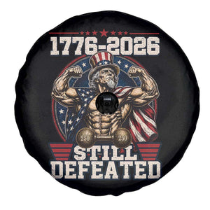 Still Undefeated 1776 to 2026 Muscular Uncle Sam Spare Tire Cover Buff Bodybuilder American Flag 250th Anniversary Semiquincentennial