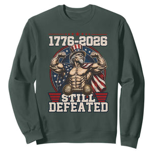 Still Undefeated 1776 to 2026 Muscular Uncle Sam Sweatshirt Buff Bodybuilder American Flag 250th Anniversary Semiquincentennial