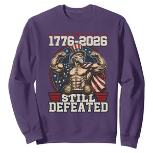 Still Undefeated 1776 to 2026 Muscular Uncle Sam Sweatshirt Buff Bodybuilder American Flag 250th Anniversary Semiquincentennial