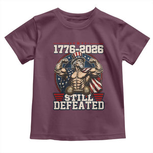 Still Undefeated 1776 to 2026 Muscular Uncle Sam Toddler T Shirt Buff Bodybuilder American Flag 250th Anniversary Semiquincentennial