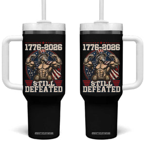 Still Undefeated 1776 to 2026 Muscular Uncle Sam Tumbler With Handle Buff Bodybuilder American Flag 250th Anniversary Semiquincentennial