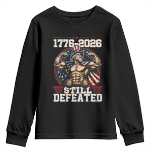 Still Undefeated 1776 to 2026 Muscular Uncle Sam Youth Sweatshirt Buff Bodybuilder American Flag 250th Anniversary Semiquincentennial