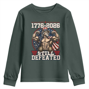 Still Undefeated 1776 to 2026 Muscular Uncle Sam Youth Sweatshirt Buff Bodybuilder American Flag 250th Anniversary Semiquincentennial