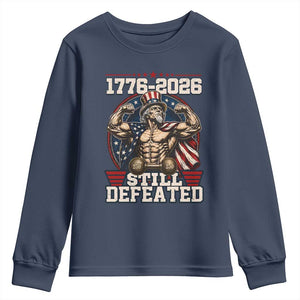 Still Undefeated 1776 to 2026 Muscular Uncle Sam Youth Sweatshirt Buff Bodybuilder American Flag 250th Anniversary Semiquincentennial