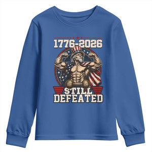 Still Undefeated 1776 to 2026 Muscular Uncle Sam Youth Sweatshirt Buff Bodybuilder American Flag 250th Anniversary Semiquincentennial