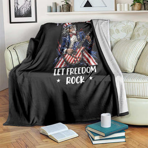 Let Freedom Rock Uncle Sam Rock Star Throw Blanket Funny Electric Guitar Player American Flag Suit 1776 to 2026 Semiquincentennial
