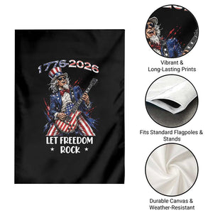 Let Freedom Rock Uncle Sam Rock Star Garden Flag Funny Electric Guitar Player American Flag Suit 1776 to 2026 Semiquincentennial
