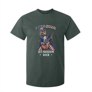 Let Freedom Rock Uncle Sam Rock Star T Shirt For Kid Funny Electric Guitar Player American Flag Suit 1776 to 2026 Semiquincentennial