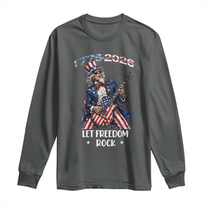 Let Freedom Rock Uncle Sam Rock Star Long Sleeve Shirt Funny Electric Guitar Player American Flag Suit 1776 to 2026 Semiquincentennial