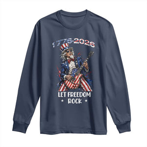 Let Freedom Rock Uncle Sam Rock Star Long Sleeve Shirt Funny Electric Guitar Player American Flag Suit 1776 to 2026 Semiquincentennial