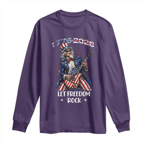 Let Freedom Rock Uncle Sam Rock Star Long Sleeve Shirt Funny Electric Guitar Player American Flag Suit 1776 to 2026 Semiquincentennial