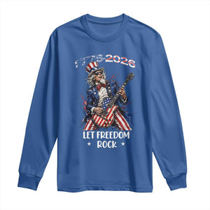 Let Freedom Rock Uncle Sam Rock Star Long Sleeve Shirt Funny Electric Guitar Player American Flag Suit 1776 to 2026 Semiquincentennial