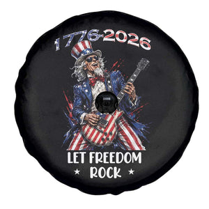 Let Freedom Rock Uncle Sam Rock Star Spare Tire Cover Funny Electric Guitar Player American Flag Suit 1776 to 2026 Semiquincentennial