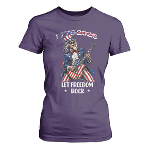 Let Freedom Rock Uncle Sam Rock Star T Shirt For Women Funny Electric Guitar Player American Flag Suit 1776 to 2026 Semiquincentennial