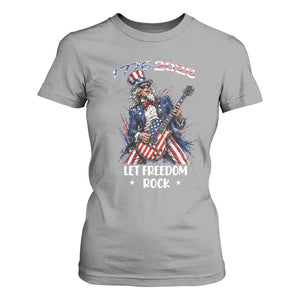 Let Freedom Rock Uncle Sam Rock Star T Shirt For Women Funny Electric Guitar Player American Flag Suit 1776 to 2026 Semiquincentennial