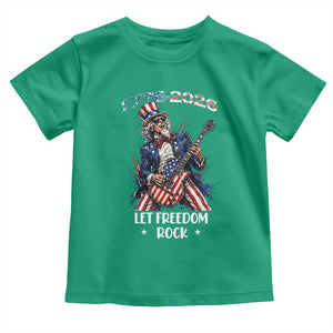 Let Freedom Rock Uncle Sam Rock Star Toddler T Shirt Funny Electric Guitar Player American Flag Suit 1776 to 2026 Semiquincentennial