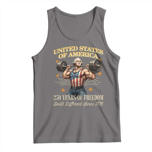 USA 250 Years of Freedom Muscular George Washington Weightlifter Tank Top Built Different Since 1776 Funny Patriotic 1st President Bodybuilder