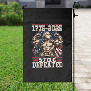 Still Undefeated 1776 to 2026 Muscular George Washington Garden Flag Buff Bodybuilder American Flag Cape 250th Anniversary Semiquincentennial
