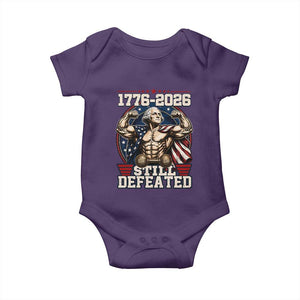 Still Undefeated 1776 to 2026 Muscular George Washington Baby Onesie Buff Bodybuilder American Flag Cape 250th Anniversary Semiquincentennial