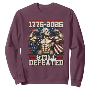 Still Undefeated 1776 to 2026 Muscular George Washington Sweatshirt Buff Bodybuilder American Flag Cape 250th Anniversary Semiquincentennial