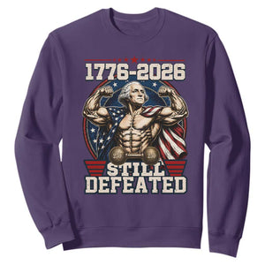 Still Undefeated 1776 to 2026 Muscular George Washington Sweatshirt Buff Bodybuilder American Flag Cape 250th Anniversary Semiquincentennial
