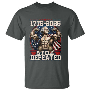 Still Undefeated 1776 to 2026 Muscular George Washington T Shirt Buff Bodybuilder American Flag Cape 250th Anniversary Semiquincentennial