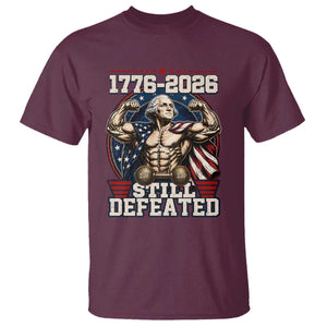 Still Undefeated 1776 to 2026 Muscular George Washington T Shirt Buff Bodybuilder American Flag Cape 250th Anniversary Semiquincentennial