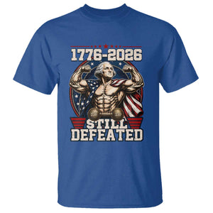 Still Undefeated 1776 to 2026 Muscular George Washington T Shirt Buff Bodybuilder American Flag Cape 250th Anniversary Semiquincentennial