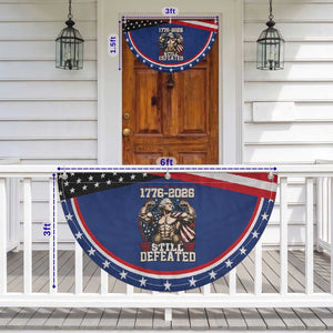 Still Undefeated 1776 to 2026 Muscular George Washington Patriotic Fan Flag Buff Bodybuilder American Flag Cape 250th Anniversary Semiquincentennial