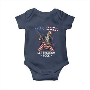 Let Freedom Rock George Washington Rock Star Baby Onesie Funny Electric Guitar Player American Flag Suit 1776 to 2026 Semiquincentennial