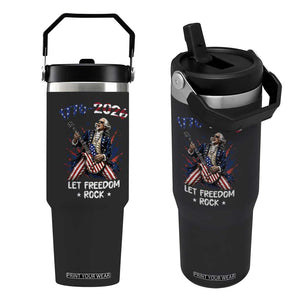Let Freedom Rock George Washington Rock Star Flip Straw Tumbler Funny Electric Guitar Player American Flag Suit 1776 to 2026 Semiquincentennial