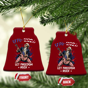 Let Freedom Rock George Washington Rock Star Ceramic Ornament Funny Electric Guitar Player American Flag Suit 1776 to 2026 Semiquincentennial