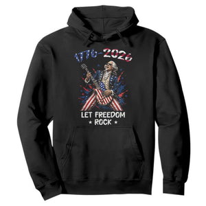 Let Freedom Rock George Washington Rock Star Hoodie Funny Electric Guitar Player American Flag Suit 1776 to 2026 Semiquincentennial