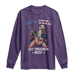 Let Freedom Rock George Washington Rock Star Long Sleeve Shirt Funny Electric Guitar Player American Flag Suit 1776 to 2026 Semiquincentennial