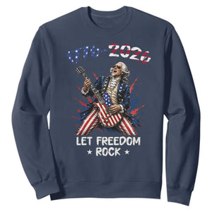 Let Freedom Rock George Washington Rock Star Sweatshirt Funny Electric Guitar Player American Flag Suit 1776 to 2026 Semiquincentennial