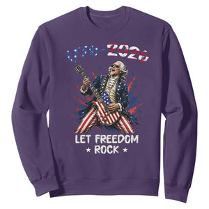 Let Freedom Rock George Washington Rock Star Sweatshirt Funny Electric Guitar Player American Flag Suit 1776 to 2026 Semiquincentennial