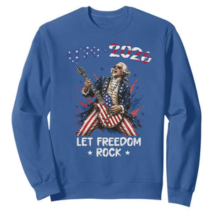 Let Freedom Rock George Washington Rock Star Sweatshirt Funny Electric Guitar Player American Flag Suit 1776 to 2026 Semiquincentennial