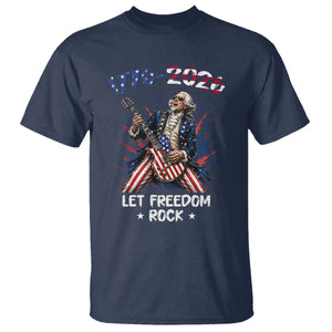 Let Freedom Rock George Washington Rock Star T Shirt Funny Electric Guitar Player American Flag Suit 1776 to 2026 Semiquincentennial