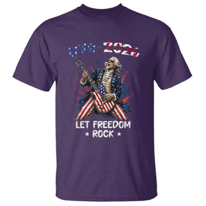 Let Freedom Rock George Washington Rock Star T Shirt Funny Electric Guitar Player American Flag Suit 1776 to 2026 Semiquincentennial