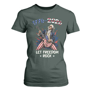 Let Freedom Rock George Washington Rock Star T Shirt For Women Funny Electric Guitar Player American Flag Suit 1776 to 2026 Semiquincentennial