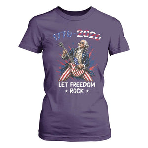 Let Freedom Rock George Washington Rock Star T Shirt For Women Funny Electric Guitar Player American Flag Suit 1776 to 2026 Semiquincentennial
