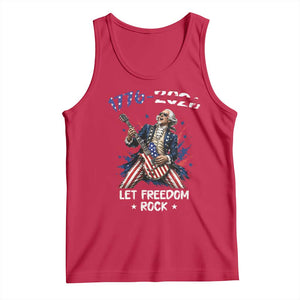 Let Freedom Rock George Washington Rock Star Tank Top Funny Electric Guitar Player American Flag Suit 1776 to 2026 Semiquincentennial