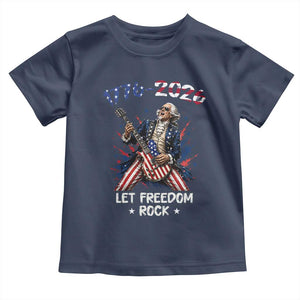 Let Freedom Rock George Washington Rock Star Toddler T Shirt Funny Electric Guitar Player American Flag Suit 1776 to 2026 Semiquincentennial