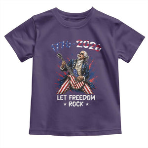 Let Freedom Rock George Washington Rock Star Toddler T Shirt Funny Electric Guitar Player American Flag Suit 1776 to 2026 Semiquincentennial
