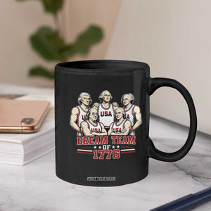 Dream Team of 1776 Funny Founding Fathers Basketball Players Coffee Mug Patriotic Sports Team Parody 4th of July 250th Anniversary