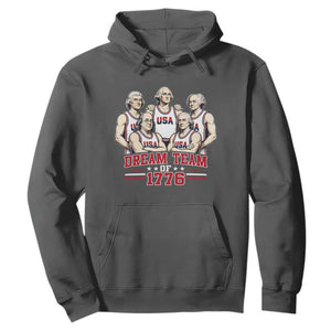 Dream Team of 1776 Funny Founding Fathers Basketball Players Hoodie Patriotic Sports Team Parody 4th of July 250th Anniversary